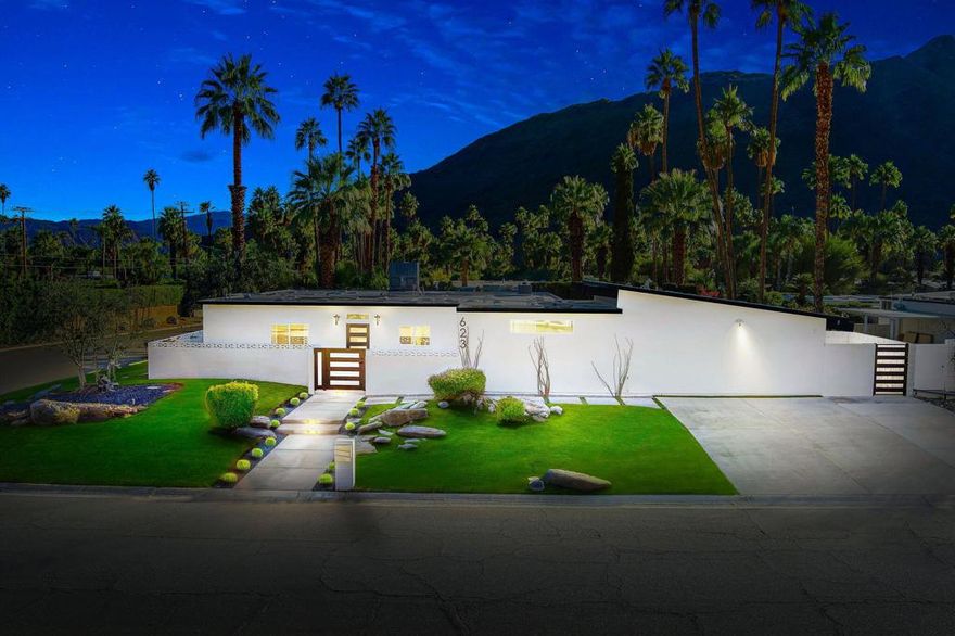 Vista Las Palmas Dream Home - Fabulous Mid-Century Modern Retreat! ✨Perfectly positioned at the point where Vista Las Palmas meets Old Las Palmas--two of Palm Springs' most iconic and storied neighborhoods--this exceptional Mid-Century Modern residence delivers the ultimate blend of architectural pedigree, modern luxury, and resort-caliber outdoor living. With downtown just moments away and the majestic San Jacinto Mountains towering dramatically behind, the setting is truly unmatched.Step inside to an open, sun-soaked floor plan boasting 4 bedrooms, 4 bathrooms, and 2,284 sq ft of beautifully curated living space, all situated on a generous 10,019 sq ft lot.The gourmet chef's kitchen impresses with custom cabinetry, a spacious center island, and premium appliances--perfect for intimate meals or lively gatherings. The living room captures classic mid-century vibes with exposed wood-beam ceilings, a block-style gas fireplace, and walls of glass that frame the sparkling pool and sweeping mountain views. A formal dining area provides an elegant space for entertaining.The primary ensuite enjoys its own private wing, complete with serene pool and mountain vistas. A second ensuite bedroom--tucked on the opposite side of the home--features a private patio for moments of quiet retreat. Two additional guest rooms (one ensuite) line the central hallway for comfortable guest accommodations.Step outside to an entertainer's paradise: multiple lounging and dining areas, a glimmering pool, and an outdoor shower. Whether sunbathing, stargazing, or hosting weekend gatherings, this backyard is designed for pure Palm Springs enjoyment.Located just steps from fashionable Uptown Palm Springs, this standout property seamlessly blends iconic mid-century charm with modern comfort--delivering resort-style living in one of the city's most sought-after neighborhoods.A true Palm Springs gem--bold, beautiful, and unforgettable. Let this extraordinary home capture your imagination.
