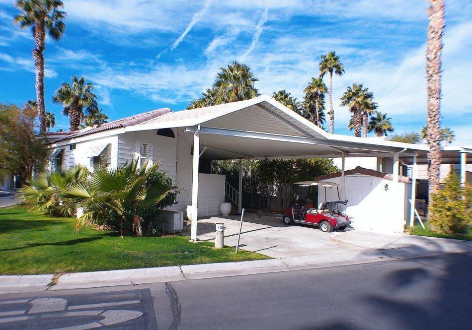 Outstanding Silvercrest Park Model located on a corner lot with a view of the Putting Course and Golf Course in the background. It offers covered parking with Auto Roll Down Shutters on the Deck. A W/D is located on the deck. The tile flooring is through-out the home and Plantation Shutters in living area. The upscale cabinetry in the kitchen and bathroom. The bathroom has been upgraded and offers tile finishing. A large bedroom with lots of storage area. Great Storage Shed. This home offers wonderful Views.Rancho Casa Blanca (RCB) features a beautifully landscaped 80-acre property with 801 individual Park Model homes/or RV sites, Two large clubhouses that function as social hubs & 4 satellite buildings with laundry facilities, mailboxes, heated pools & relaxing spas. As an owner you will enjoy FREE GOLF on your 18-hole par 3 golf course, a 9-hole putting course, 2 practice chipping/putting greens, 6 heated pools/spas, 2 tennis courts, 8 pickle ball courts, shuffleboard courts, horseshoe pitch, fitness center & over 60 Clubs & Classes. This park has a limit of 270 day occupancy (not consecutive) out of 365 calendar year.