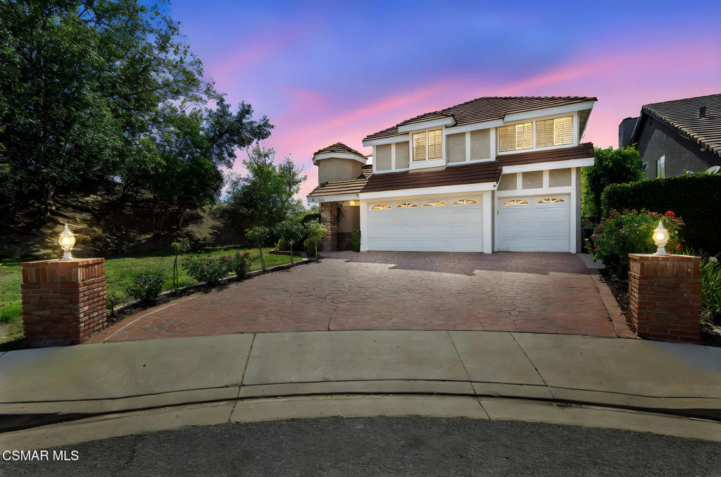 Tucked away on a quiet cul-de-sac at the top of a hill in sought-after Chateau Springs in Agoura Hills, this 4-bedroom, 3-bathroom pool home offers privacy, views, and a lifestyle made for both relaxation and entertaining. With just over 3,100 sq ft, the residence balances open gathering spaces with private retreats.As you step inside the home you're welcomed by high ceilings and lots of natural light. At the heart of the home, the kitchen features a center island, breakfast bar, office nook, granite counters, and stainless-steel appliances. It flows seamlessly into the dining area, living room, and family room, creating an easy flow for hosting dinner parties or enjoying a quiet night in. A downstairs bedroom with a full bath adds flexibility perfect for guests, in-laws, or a home office.Upstairs, a large bonus space has been transformed into a private theater, ideal for cozy movie nights. You will also find good size secondary bedrooms and a full bath, and the primary suite is a true retreat with vaulted ceilings, a walk-in closet, dual vanities, large shower, and a private balcony where you can take in sunsets and sweeping mountain views.The backyard is made for California living with a sparkling pool and spa, built-in barbecue, fruits trees, and plenty of space to dine, lounge, or entertain. Practical touches like a whole house fan, a 3-car garage, solar panels, and laundry areas both upstairs and down make everyday living easy. A rare setting with only one neighbor next door gives you extra space and privacy, while still being just minutes from parks, restaurants, shopping, award-winning LVUSD schools, and a short drive to the beach. Welcome home!