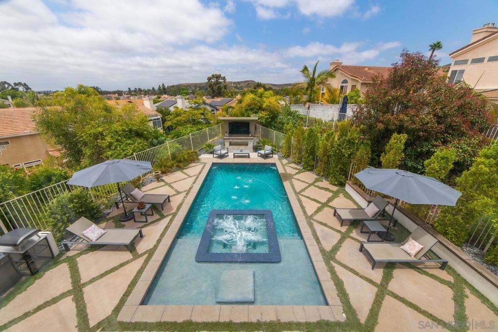 Welcome to Tierrasanta's FINEST...this is a RARE opportunity to own the most GORGEOUS smart home in 92124. Located on a LARGE 21,780 SF lot tucked away down a long private driveway at the top of a cul-de-sac. This is a true entertainer's delight, with the WOW factor the minute you open the front door. It offers a bright open floor plan, soaring 20ft+ ceilings with windows galore, motorized blinds, and cantina doors with views out to the stunning saltwater pool/spa, outdoor fireplace and TV. It features an upgraded open kitchen layout with a full touch screen refrigerator, quartz countertops, lots of storage and big glass doors that open to the ultimate backyard, which includes newly upgraded landscaping, automated sprinklers and playground. This home is true San Diego indoor/outdoor living all while including MANY upgrades throughout. Tesla solar, & charging station. Ultra cool, finished out, garage that's made to chill. Driveway has space for Boat/RV parking, and about 7 cars. With a cutting edge security system to protect it all.. Do NOT miss this opportunity to make this GEM yours.