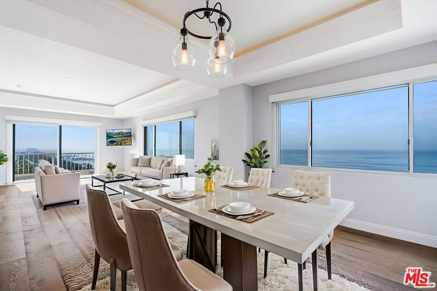 Available for both lease and sale! Experience spectacular head-on ocean views with nightly sunsets and sweeping coastline panoramas from this gorgeous 9th-floor front unit in one of Santa Monica's most coveted addresses. Beautifully remodeled throughout, the residence offers 2 bedrooms and 2 bathrooms across 1,232 SF of living space, featuring hardwood floors, recessed lighting, built-ins, and new window treatments add elegance and comfort. Step inside to a bright, welcoming entry that opens to a spacious living area with a balcony, perfect for soaking in the coastline breeze. The living room flows seamlessly to a modern kitchen with stainless steel appliances, granite countertops, a breakfast bar, and ample cabinetry - ideal for cooking and entertaining. The primary bedroom is a serene retreat, featuring an ensuite bathroom with dual sinks and a walk-in closet. The second bedroom offers flexibility for guests, an office, or a creative space, complemented by a full guest bathroom and closet. Located across the street from the beach and moments from 3rd Street Promenade, bike paths, shops, and restaurants, with Montana Avenue's boutiques and cafes nearby. HOA includes utilities, internet, and basic cable.