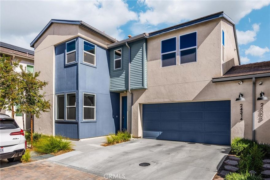 Beautiful community of "Serrano." Newly Built in 2023.  Very private and tranquil. This property was one of the original featured models with three bedrooms and three bathrooms.  It boasts one of the largest yards in the neighborhood. The owners remodeled the backyard with upgraded turf, a gorgeous fountain, and a "California Spas" sports therapy jacuzzi. A wonderful addition to the backyard is a modern louvered patio cover. The interior of the home has been tastefully upgraded with a "Chef" type kitchen with brand-new top-of-the-line "Samsung" appliances.  The floors have been upgraded with "LVP" flooring and plush carpet areas.  The walls are painted with neutral and soothing colors.  The primary bedroom has it's own on-suite where you can relax and wash the stress of the day away.  There is LED "Govee" smart lighting in the garage and additional areas in the home.  The home features a paid off 10 panel solar system for utility savings.  Association pool and park area.  This South Corona home is the perfect blend of luxury and comfort. Freeway close to Temecula Wine Country, the mountains, desert or beaches. Close to the local elementary school and minutes away to the middle and high schools. So much more to list.  Come take a look and make this your new home.