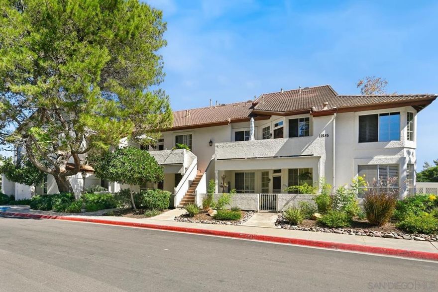 Perfectly located on the edge of Sorrento Valley and Mira Mesa, this inviting Canyon Bluffs home is just 10 minutes to Qualcomm and 12 minutes to UCSD—offering unbeatable convenience for work, school, and everyday living.  The condo features 2 very spacious bedrooms, 2 full bathrooms, and a versatile loft with a closet—ideal as a guest room, office, or den. Vaulted ceilings throughout create an open and airy feel, while the bedrooms are thoughtfully placed on opposite sides of the unit for maximum privacy. You’ll love the two oversized attic spaces - a rare find that you can actually walk into! They offer incredible potential for additional storage, build a home office, or even your next hobby area. The primary bathroom was tastefully renovated in 2024 with dual sinks, a walk-in shower, and a large walk-in closet.  Additional highlights include a cozy fireplace, indoor laundry, newer stove, upgraded HVAC system, and abundant attic storage. Assigned parking plus ample open parking add everyday convenience.  Set within the beautifully landscaped Canyon Bluffs community, residents enjoy a sparkling pool, spa, and recreation room. With shopping, dining, and amenities just minutes away, this home is the perfect blend of comfort and location.