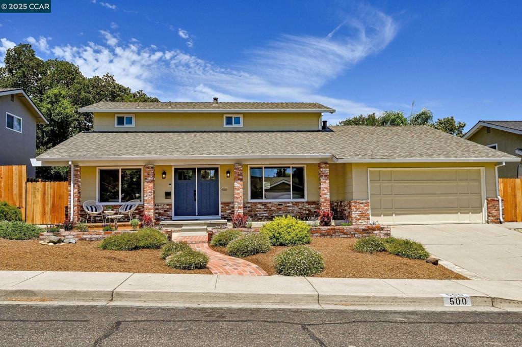 Welcome to 500 Monti Circle—an expansive and beautifully maintained 4BD/2BA home offering 2,503 sq ft of versatile living space on a generous 9,100 sq ft lot in one of Pleasant Hill’s most desirable neighborhoods. The thoughtfully expanded downstairs primary suite features a spacious walk-in closet and glass slider opening to a private backyard deck—perfect for morning coffee or relaxing evenings. A bonus downstairs room makes an ideal office, nursery, or guest space. Upstairs, you’ll find three bright bedrooms, two with access to a rooftop deck showcasing stunning views of the Creekside neighborhood and nearby hillside. The upstairs bathroom has been stylishly remodeled with sleek, modern finishes. The heart of the home is the inviting kitchen that flows seamlessly into the family room, plus a formal dining area perfect for gatherings. Enjoy the freshly painted interior, refinished hardwood floors, and new carpet. The landscaped front and backyards feature low-maintenance plants and a cozy lawn. Close to Christ the King K–8, Strandwood Elementary, freeway access, and BART. Kids will love neighborhood park. Stores and parks are walkable. Downtown offers vibrant restaurant scene and movie theater. Open 8/3 2-4pm