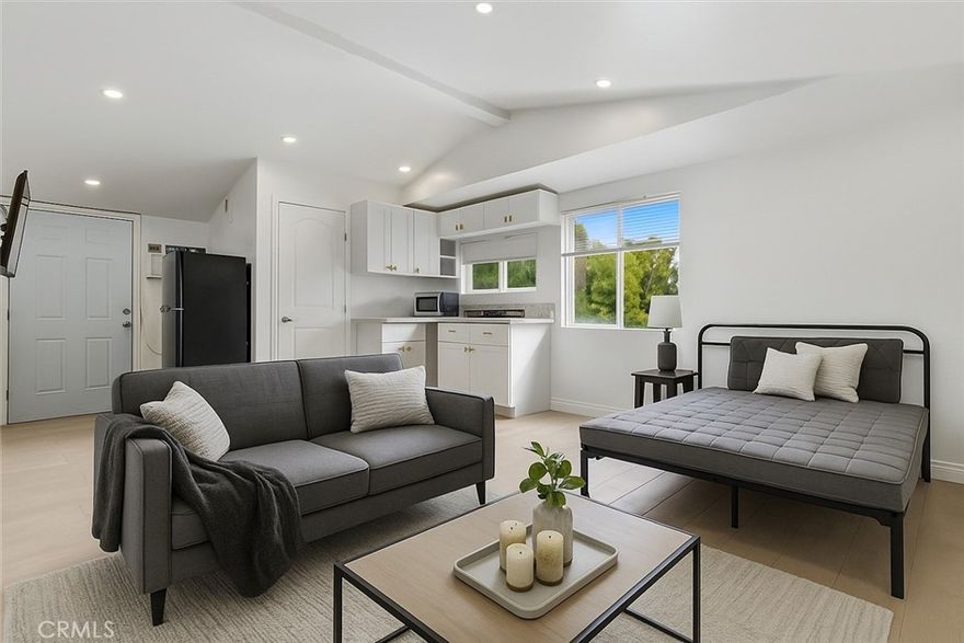 Tucked away on Comanche Ave in the quiet Carlton Terrace neighborhood, this private studio apartment (with water and power included*) offers simplicity, comfort, and convenience all in one. Step inside and you’ll find a light and bright space with recently updated flooring and a fresh, modern feel. The remodeled kitchenette features new cabinets and countertops, giving you a clean and efficient place to prepare meals with ease.
The bathroom has also been tastefully updated, and the layout makes great use of the space, creating a cozy retreat to call home. Water, power, and trash are included in the rent, and the convenience of on-site laundry means no extra trips or hidden costs. Street parking is easy and accessible, and the surrounding neighborhood is peaceful, walkable, and close to freeway access, shopping, parks, and dining.
Whether you're looking for a comfortable place to land or a quiet space to focus, this studio delivers a fresh start in a great Woodland Hills location. Minimum credit/income requirements apply. Non-Smoking, No Pets. Call agent for details.