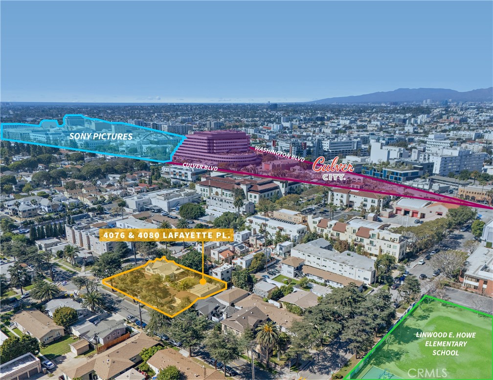 Must be sold together with 4080 Lafayette Pl, Culver City. 4076 & 4080 Lafayette Pl presents a rare double lot situated at the corner of Lafayette Pl. and Braddock Dr. in one of Los Angeles County’s most sought-after cities—Culver City. This offering of 15,402 sq.ft. of land features a single family home and triplex totaling 3,676 of rentable square footage.
Currently zoned (RMD) Residential Medium Density, this property has recently undergone a density bonus allowing 50du/ac or by right 18 units. There is an applicable density bonus, AB 1287, allowing a max 100% bonus or 36 units with 6 affordable units and 30 market rate.
With 254 feet of frontage along Lafayette Place and Braddock Drive, the property offers outstanding visibility and accessibility, making it an attractive prospect for future development.
Strategically located just one block from Culver Blvd. in the affluent and highly desirable Downtown Culver City, the site benefits from a thriving rental market, rising property values, and a strong demographic profile. With a dynamic mix of retail, entertainment, transportation, and major employers, within walking distance it is a prime location for future tenants. Nearby corporate hubs include Sony Pictures, Amazon, Apple, Beats Electronics, and Southern California Hospital.
With Culver City’s continued economic growth and high demand for rental housing, this offering presents a compelling investment opportunity. Developers and investors alike can take advantage of the area's robust demand, appreciating values, and vibrant urban lifestyle.