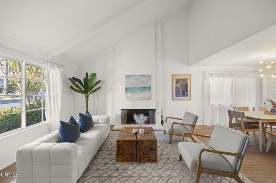 Discover the best kept secret in Ventura! Bright and beautiful, this 4bd, 3ba home is tucked away in a quiet Keys cul-de-sac, just steps from Big Beach Park. Soaring ceilings and sunlight drenched living spaces flow seamlessly to your fully remodeled gourmet kitchen complete w/ stainless steel appliances, island seating, and expansive glass doors that open to your private backyard paradise, which features a large sparkling in ground pool. Downstairs, you will find a versatile bedroom and full bath that offer the perfect guest suite or home office, a large living room complete w/ a statement fireplace & a separate dining area. Upstairs, the luxurious primary suite features a large vanity and ample closet space. Two more bedrooms connected by a Jack & Jill bath complete the upstairs. Embrace an active lifestyle, walking distance to beaches, kayaking, paddleboarding, paddle tennis, volleyball, and everything Ventura Harbor Village has to offer. Life's better by the beach! Your dream Keys lifestyle starts now!