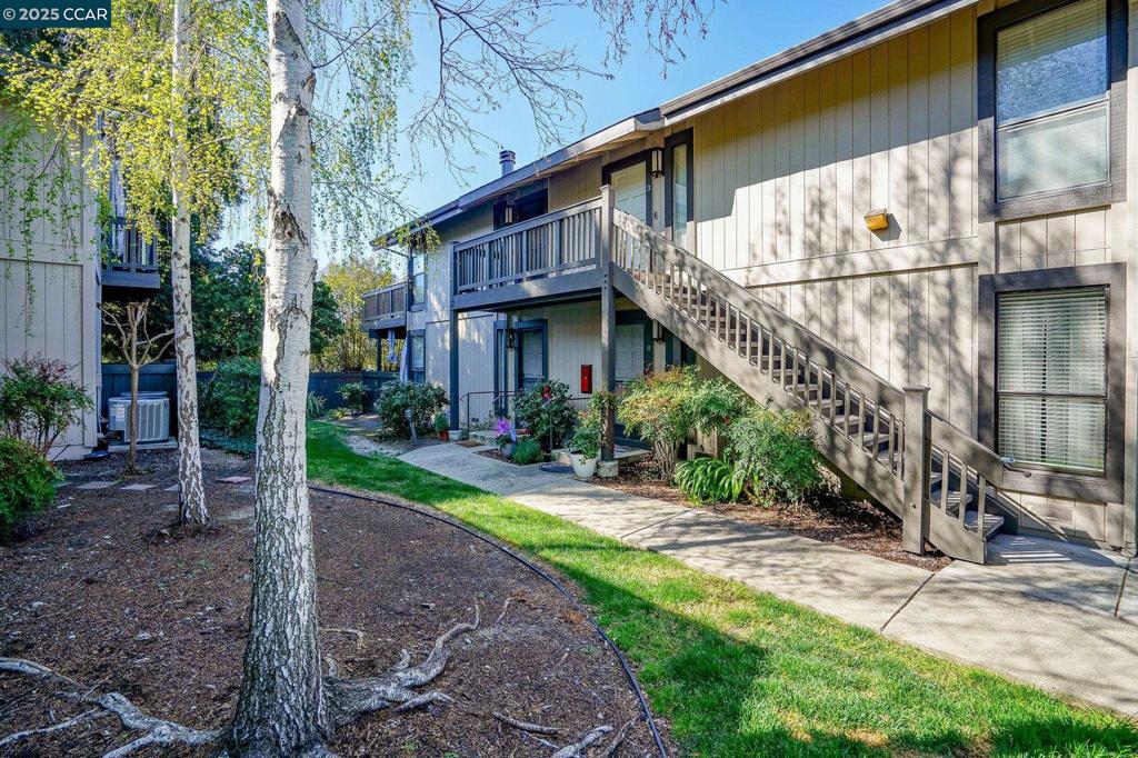 Grayson Terrace Upper 2nd story with vaulted ceilings. In-Unit laundry, Newer Washer and Dryer included. Excellent location near Pleasant Hill Rd. & Gregory. Quick Walk to Strandwood Elementry. Large deck with views of the surrounding hills. This light and bright 2 bedroom, 2 full bathroom condo has a neutral color palate throughout. Skylight in dining space lets in lots of light. Kitchen has mostly stainless steel appliances including built in microwave. Central heat and air. Large primary suite with lots of closet space and walk-in shower. Updated lighting in bathrooms. Updated neutral laminate flooring in kitchen & bathrooms and newer carpet & baseboards in the rest of the condo. All New interior door handles. Newer water heater. Two parking spaces, one covered. Water & garbage included in HOA dues.