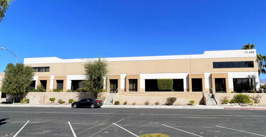 Unlock Your Business Potential in Thousand Palms! FOR LEASE Prime Flex Space: Perfect for light distribution and office-relatedbusiness needs. Low Cost IID Electricity: Keep your operating expenses low with competitive electricity rates. Convenient Location: Just off the I-10/BobHope Dr offramp, providing easy access for clients and deliveries. Secure Your Assets: Enjoy peace of mind with a fully secured, fenced yard--ideal forstorage or equipment. Property Overview: Two suites available: A & B. Both can be combined or leased separately. Each suite includes a welcomingreception area, private offices, restrooms, and ample warehouse space. Suite A: Features a loading dock and an upstairs private area. Suite B: Equippedwith a roll-up door. Total Rentable Area: Combine both suites for 5,343 SF Suite A: 2,983 SF Suite B: 2,032 SF Don't Miss Out! Join the thriving communityin the Thousand Palms Business Park and elevate your operations today. Contact Pamela for a viewing and take the first step toward securing your newbusiness home!