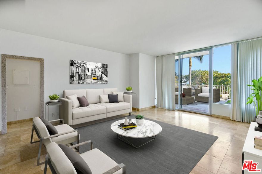 Unique and special 1 bedroom unit in famed Edgewater Towers, just seconds from the beach in Pacific Palisades. In addition to the interior space and features, this unit offers a 400+ square foot outdoor patio. The unit is nicely updated and has easy access to the grounds, fitness room, pool and tennis court. Some photos reflect Virtual Staging.