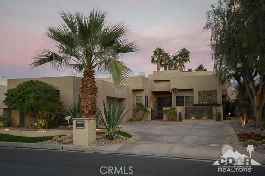The tranquil sound of a stackstone waterfall greets you as you enter the courtyard and through 10 foot double doors into this exquisitely appointed 3 bedroom, 3.5 bath home. The open floor plan with custom designed kitchen by 'Palm Desert Kitchens' is perfect for entertaining. The kitchen features Ceaser-Stone counter tops,Decor cook-top, builtin wine cooler, Kitchen Aid appliances, French door refrigerator and 'Blanco' Ceramic Sinks. For once, a pleasure to do dishes, looking East to Mt Eisenhower. Enjoy the finest in entertainment with your surround sound system, 2 Smart TV'+ 4 others throughout the home and patio. Take a refreshing swim or relax in your private Pebble Tec saltwater pool and Jacuzzi. The mood lighting throughout the home and patio make for a very romantic and intimate setting. The villa comes furnished per inventory and is exempt from monthly HOA fees. Hard to believe, but true! Minutes from El Paseo, fine restaurants, Couture Shopping and Art galleries.