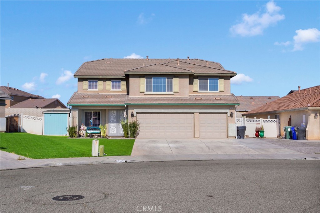 Calling all hosts and entertainers - your dream home awaits! This impressive 3,600+ sqft TWO-STORY, POOL HOME offers 4 bedrooms, 4 full bathrooms, an office (optional 5th bedroom) and multiple living areas - providing endless space for family and friends. Located on a QUIET STREET, this property stands out with its beautiful CURB APPEAL. Enjoy a FULLY LANDSCAPED front yard all year round with low maintenance, artificial turf. Feel safe and secure with stylish FRONT SECURITY DOORS and multiple EXTERIOR CAMERAS. Become energy efficient, with a PAID OFF SOLAR PANEL SYSTEM, DUAL A/Cs and GAS FIREPLACES on both levels of the home. Interior custom details include PLANTATION SHUTTERS throughout, beautiful WOOD BUILT-INS, PRE-WIRED AUDIO SPEAKERS and an upstairs WET BAR. Find a place to relax in the separate formal living and family room or head upstairs to the spacious loft. Then check out the expansive primary suite complete with a WALK-IN CLOSET, DUAL SINK VANITIES, separate WALK-IN SHOWER, BATHTUB, and an ATTACHED BALCONY. Entertaining has never been easier in this backyard. You can control this SALTWATER POOL & SPA very simply from your BLUETOOTH connected phone. There is plenty of space to relax underneath the COVERED PATIO or at the BUILT-IN ISLAND. Cook a feast in the outdoor kitchen complete with a BBQ GRILL, SINK, BURNERS, and designated FRIDGE space - all while enjoying the outdoors. TWO SHEDS offer great convenience: one is CLIMATE CONTROLLED with A/C and provides plenty of space for storage, the other is an OUTDOOR RESTROOM with a SHOWER STATION to rinse off after swimming. While being in close proximity to the 15 freeway, this location makes for EASY COMMUTING. This home is the total package - come and see for yourself!
