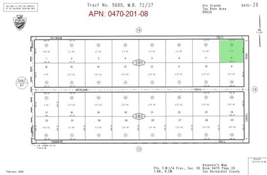 2 Acres (APN: 0470-201-08) GPS: 34.75057, -117.23408 This 2 acre property is located in Helendale, CA. Helendale is located in San Bernardino County between Victorville and Barstow. This property lies within the unincorporated area of the San Bernardino County within the 'Resource Conservation (RC)' zoning. According to the County this land use designation zoning district provides for open space and recreational activities and single family homes. Overhead electricity is approx 1.3 miles NW. Residents in the area have private water wells and septic tanks. The property has access along Chisholm Trail and Sorrel Trail. This property does not yet have an address, the address listed is for marketing purposes only. While the boundary lines on the map offer a glimpse, they are only approximate. A Buyer should verify boundaries, zoning and utilities, ensuring every aspect aligns with their vision for the property.