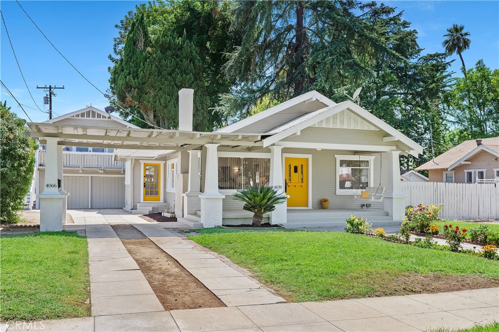 Two dwellings on one lot in the historic Wood Streets neighborhood! The main home is approximately 1,712 sq ft with 3 bedrooms and 1.5 bathrooms, and the second-story 1-bed, 1-bath apartment over the garage is over 500 sq ft. Tree-lined streets and the charming entryway of this California Bungalow welcome you inside, where you enjoy a comfortable living area with an abundance of natural light. The kitchen features newer appliances, refinished counters, and a cozy breakfast area for your morning coffee. The enclosed utility room provides convenient extra storage, and along the hall, you will find the full bathroom, as well as, the bedrooms, all equipped with ceiling fans. Need an extra room for an office? Find your private space in the back room off of the garage. The backyard has plenty of space, even a potential parking spot for an RV! Reap the benefits of the separate unit above the detached garage with its own address, providing an excellent rental opportunity. It offers an independent living space with two delightful balconies. The property is well-located near shopping and amenities, as well as parks and schools with great access to Brockton Avenue, Magnolia Avenue and the 91 freeway. Opportunity is knocking! Make your appointment today!