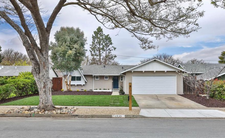 Home Sweet Home! Beautifully updated single-story home on a tree-lined street in the desirable Cambrian Park. This classic ranch-style 4-bedroom, 2.5-bath, 1,426 sq. ft. home features a freshly landscaped front yard and thoughtful upgrades, including a brand-new roof, dual-pane windows, and much more. The bright living room features new laminate flooring, a cozy fireplace, and a sliding door to the newly landscaped backyard. Updated kitchen boasts abundant cabinetry, new quartz countertops, a tiled backsplash, and new stainless-steel appliances. The spacious dining area opens to the family room with a half bath and indoor laundry. The primary suite offers a garden window, mirrored closet doors, and remodeled en-suite bath with new quartz vanity, tiled shower enclosure and floor. Three additional bedrooms with new laminate flooring and mirrored closets. Freshly landscaped backyard is perfect for relaxing and entertaining, featuring a large deck, patio area, new sod, and planter boxes for your garden. Addl upgrades include newer HVAC and duct system, all-new laminate floors, new interior/exterior paint and doors, new blinds, new modern light fixtures, and more. Highly desired Pioneer High district and close to shopping, dining, and commute routes. The Keys to Your Future Are Here!