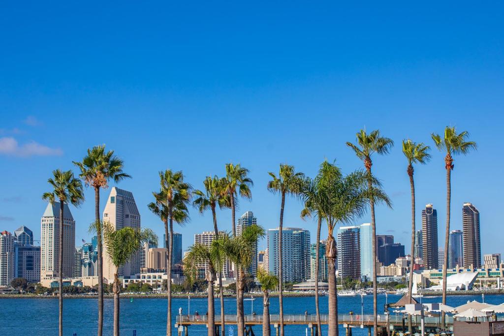 Sophisticated Coastal Luxury in Coronado's highly sought-after Coronado Point complex. This exquisite two-bedroom, two-bathroom condominium offers breathtaking, front-row views of the San Diego Bay and skyline, as well as views overlooking the complex's Compass Park. The interior features spacious rooms complemented by the views, a beautiful balcony, fireplace, a walk-in closet, a large primary bedroom that perfectly complements its water views & an open and airy floor plan. The unit also boasts new carpet and paint throughout. You'll appreciate the resort style complex with pool, gym, gardens along with convenience of two underground assigned parking spaces & a generously sized storage unit. Situated adjacent to the vibrant Ferry Landing, this residence places you just steps away from an array of restaurants, shops, and entertainment options, providing the ultimate blend of comfort and convenience. Discover the perfect waterfront lifestyle at The Point, where luxury meets location.