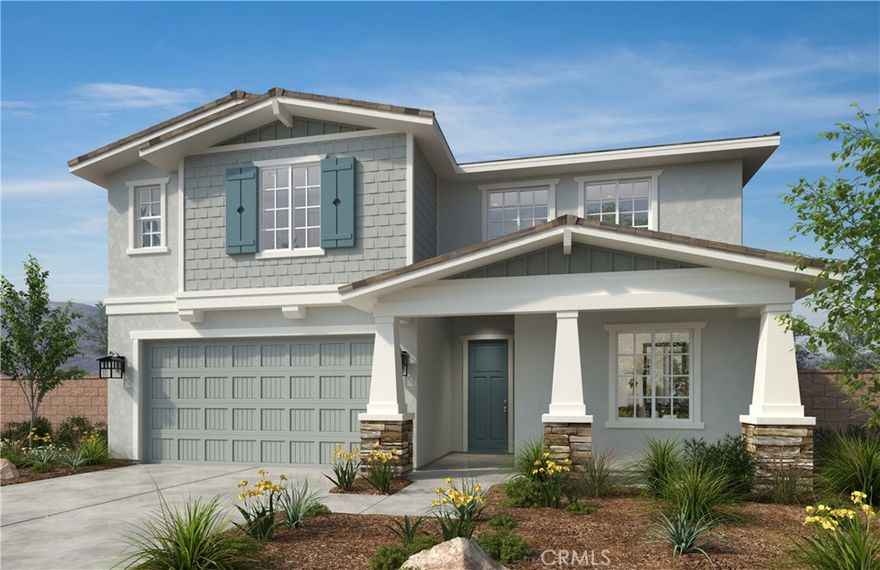 Beautiful Craftsman-style brand new home in the breathtaking scenic community of Vista Robles. This new home has an open concept floor plan. The large stylish kitchen that overlooks the huge great room is ideal for entertaining and holding big gatherings. Whirlpool® stainless steel appliances including over-the-range microwave, dishwasher, and electric range are included. Sprawling lot is fantastic for creating the backyard that you have always wanted. Energy-efficient features includes LED lighting, Moen® WaterSense® faucets and shower-heads, hybrid electric hot water heater, and Sunrun® solar energy system (buyer must lease or purchase) that may help reduce monthly utility bills. Close to Oak Glen, Cabazon Outlets & Morongo Casino Resort & Spa. Easy access to I-10, CA 60 & Hwy 79. 

Photo is a rendering of the model! you can either purchase or lease the solar