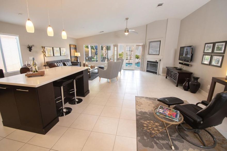 Truly a GEM!  This beautiful immaculate turnkey furnished and remolded home is a New Owner.  You will find attention to detail is everywhere throughout this beautifully 2 bedroom open floor plan.  The bright sunny kitchen stainless steel appliances and large island is perfect for entertaining.  The oversize master bedroom includes a beautiful on suite with a large walk in shower and french doors leading to the pool and spa.  Single family detached on a private corner lot.  Relax outside with this gorgeous pool and spa it comes complete with outdoor furnishings table and chairs, conversation seating with a fire pit, umbrellas and granite cook top grill and fridge!  Indian Palms in Indio comes with onsite (lifetime) gym membership for 2 included.  Whether you are looking for and INVESTMENT or RENTAL or or your forever home,....THIS ONE won't disappoint you - it is MOVE in ready now.  Known as the hidden jewel of the desert, Indian Palms  Country Club and Resort gated community is situated on a square mile just east of Palm Springs, offering sweeping views of the Santa Rosa Mountains.  Our resort features a tranquil boutique hotel situated on our 27 championship golf course.