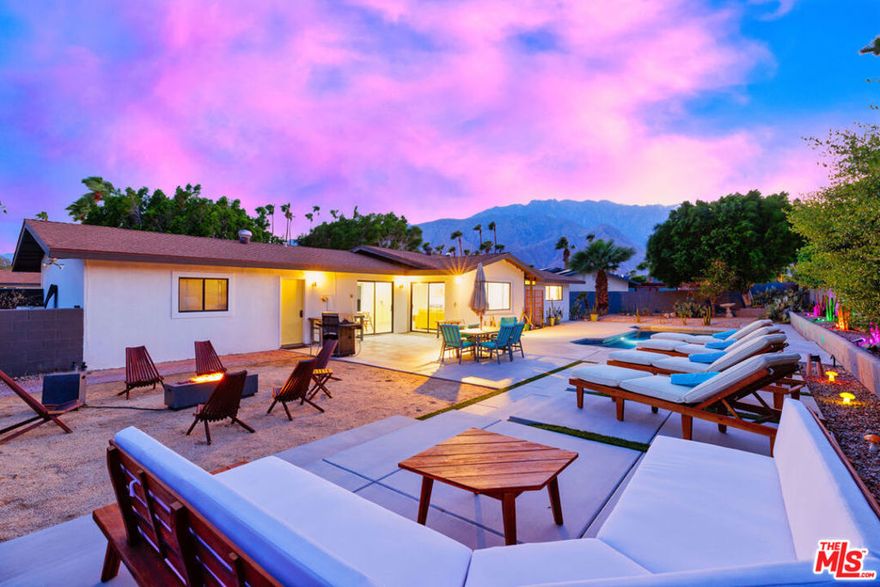Completely remodeled in 2023, this stunning mid-century home in Palm Springs' desirable Vista Norte neighborhood offers style, comfort, and mountain views. Featuring an open-concept layout with a modern kitchen, stainless appliances, and abundant natural light, the home blends indoor and outdoor living seamlessly. The backyard is a true desert oasis with a heated pool and spa, fire pit, and covered dining area perfect for relaxing or entertaining. Three spacious bedrooms include a primary suite with an en-suite bath and direct patio access. Additional highlights include low-maintenance desert landscaping, a two-car garage with laundry, and a quiet residential setting just minutes from downtown Palm Springs, shopping, and restaurants. Both the air conditioning system and pool heater are only one year old, providing energy-efficient comfort year-round. Move-in ready and beautifully maintained.  1 year lease preferred, open to 6 month lease.  Pets are ok, please confirm with agent. Available December 1st.