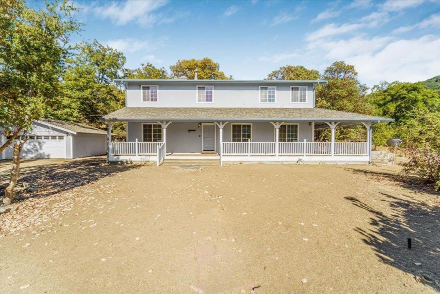 Peaceful and scenic views with approximately 15.5 acres in Carmel Valley, just 45 minutes from Highway 1. Rare find with 2,600+ sq. ft. living space, 3 BR/3 FULL BATH, with a BONUS room including a spacious primary bedroom, en-suite with private bath, formal dining room, loft, indoor laundry room, and detached garage. Property includes ample parking space for oversized vehicle/RV/outdoor toys or equipment, a partial wrap around deck to enjoy the sun while capturing nature's beauty all around while still offering privacy.