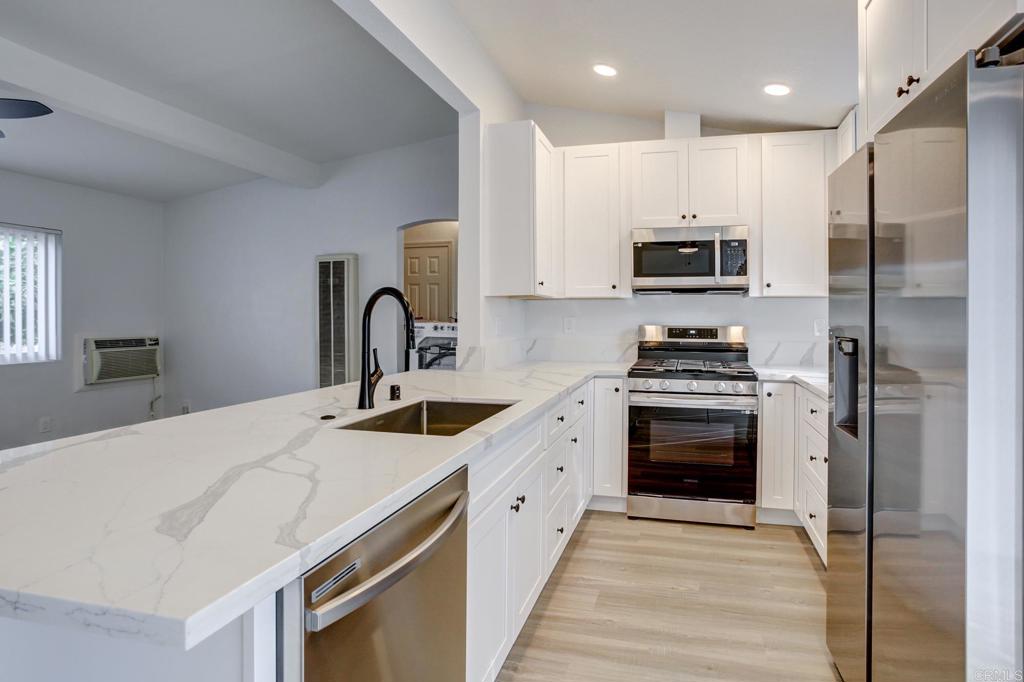 Amazing fully remodeled 2 bed and 1 bathroom apartment with desired upgrades throughout: top of the line stainless steel appliances including dishwasher, and quartz countertops. The home is also equipped with in unit washer and dryer and has a community garden for all the residents. The unit is near the downtown heart of Escondido which has an artistic blend of historic and new. It’s the location of the city’s oldest park, Grape Day Park, and the California Center for the Arts, Escondido. There is a variety of boutiques, gift shops, and bakeries. Maple Street Plaza, located off Grand Avenue, is an esplanade that hosts events. Other great destinations in Central Escondido are the San Diego Discovery Museum and the Escondido History Center, which features a historic Victorian farmhouse complete with weathervane. Central Escondido extends from Centre City Parkway east to North Juniper Street. You’ll discover ample apartment communities in the neighborhood, along with several bus stops for car-free commutes. The Escondido Transit Center includes the Sprinter light rail as well as bus service for those traveling to nearby cities, including Oceanside, Encinitas, and Carlsbad.