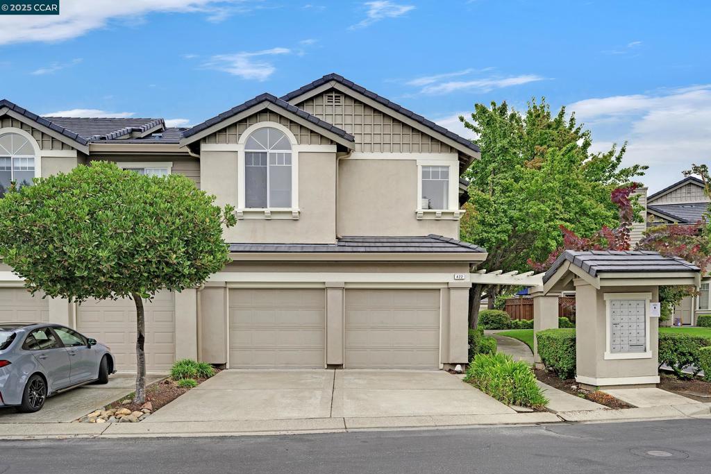 Rarely available 4 bed 2.5 bath beautiful corner lot townhouse next to greenbelt, visitor parking and community pool in desirable Meridian Place. This home combines contemporary style with elegant, thoughtful renovations. Soaring ceilings, formal dining and living room with inviting fireplace. Chef's dream kitchen with white cabinets, slab granite countertops, stainless appliances and breakfast nook for informal dining open to backyard. elegant powder bath downstairs for guests. Upstairs luxurious primary suite with spacious primary bedroom and bath with soaking tub, shower, dual vanity and large walk in closet. 2 additional, sun filled, well proportioned bedrooms and a 3rd bedroom that has been converted to an office plus a hall bath complete the upstairs. Fabulous, low maintenance backyard with patio, grape vines, rose bushes, is great for outdoor entertaining, relaxation and dining. Move in ready with fresh paint, new flooring in master bath, custom light fixtures, plantation shutters, and more. Indoor laundry room with lots of cabinets. 2 car attached garage. Close to Blackhawk Plaza, shopping & top schools. HOA provides great amenities, pool/spa, greenbelts. Only townhome for sale in this desirable community. Don't miss this fabulous opportunity!!
