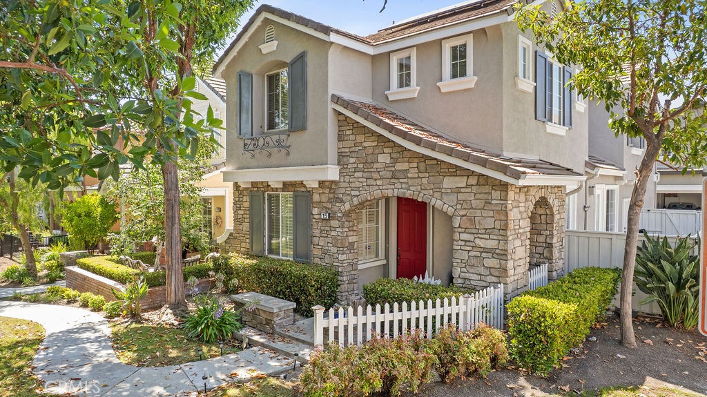 Rare End-Lot Detached Home in The Gables – 15 Keystone Dr, Ladera Ranch. Beautifully upgraded 4-bedroom, 2.5-bath detached Plan 4 (largest model) located on a premium end-lot in the desirable Gables community. This 2,003 sq ft home offers enhanced privacy, solar panels, fully repiped, abundant natural light, and no side neighbors, creating a more spacious outdoor setting. Interior features include custom crown molding, surround sound, a beautiful gourmet kitchen with a large center island, decorative backsplash, stainless steel appliances, and a bright dining area. Enjoy distressed wood flooring throughout, plantation shutters, neutral decorator paint, a cozy fireplace in the living room, and French doors leading to a private side yard with patio—ideal for entertaining. Upstairs includes all 4 bedrooms, a spacious primary suite, and an en-suite bath, plus an upstairs laundry room with washer and dryer included. Easy access to all shops, restaurants, parks, pools, award-winning schools, and community events! Ladera Ranch lifestyle, PRIME location, and pride of ownership make this home a RARE find!