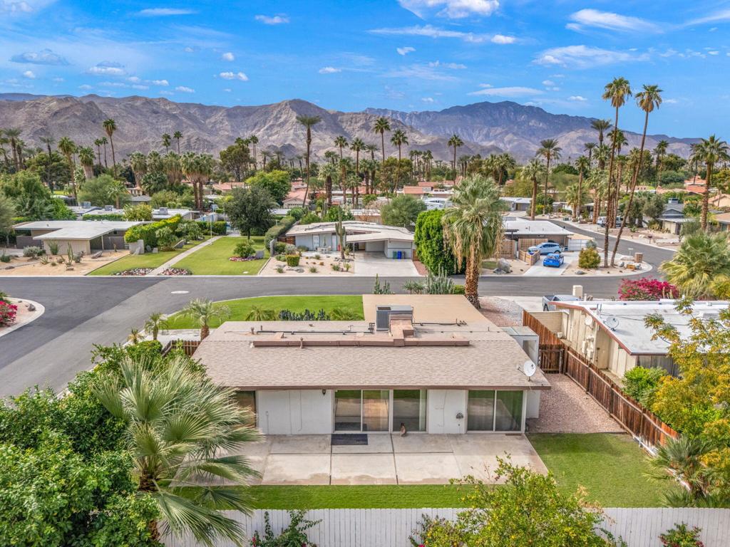 Mad for Mid Century? Here is your opportunity to reside in Tierra Del Sol! Conveniently located on Bob Hope drive, minutes from The River and Eisenhower Hospital. Single family detached character home with 2 Suites. Beam ceilings, refreshed kitchen with island . Dining ell with panoramic south mountain views, spacious living area. Primary and secondary suites on opposite sides of living area. Very large enclosed rear yard, with dog run/enclosed area, extra large patio, nicely landscaped with southern mountain views. Detached laundry room with storage, two additional storage areas and oversized 2 car carport and extra long driveway. Housing Provider is open to 2 pets with additional pet security deposit. Rent includes Gardener and access to community pool, located across the street from home.Set in the heart of Rancho Mirage, this property offers a serene and private setting, yet remains conveniently accessible to all the vibrant attractions the area has to offer.