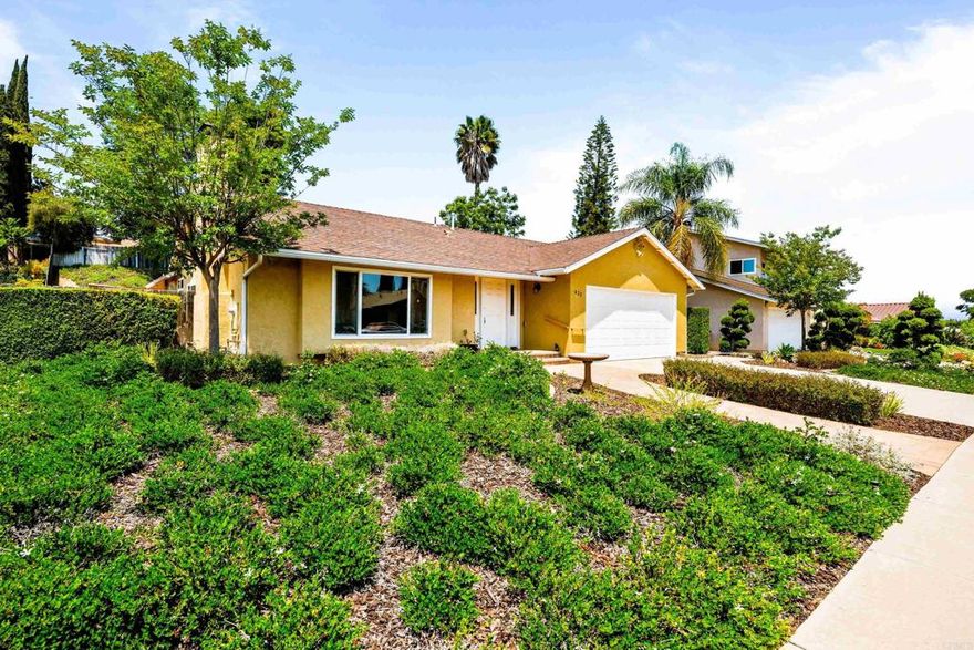 Spectacular Home at Incredible Price !! Dream House in a quiet cul-de-sac location in South Escondido. The floor plan includes 3 bedrooms + and Custom Office that could be converted to 4th bedroom, offering versatility for a modern family. This custom single-story home shines with pride of ownership and high-end finishes. The stunning kitchen boasts custom cabinetry and dining area, opening to a spacious family room with a built-in surround sound system. Vaulted ceilings enhance the open feel and fill the home with natural light. Abundant space for entertaining makes this home a must-see for anyone who loves to host. 2 well appointed bathrooms. Separate living room also provides extra room for entertaining. Fireplaces in Formal living room and Family Room to cozy up to. Primary bedroom has en-suite and walk in closet. Includes smart devices: Nest thermostat, Level locks, automatic Moen touch sensor kitchen faucet, Nest smoke/CO2 detectors, Arlo security doorbell and driveway floodlight. Outdoor space great for entertaining with area for kids for lounging and for grilling for the whole neighborhood. A  must see for that buyer who wants it all in a great neighborhood. Location close to Schools, Shopping, Restaurants, and easy freeway access to all San Diego has to offer. North Counties best kept secret. No HOA.