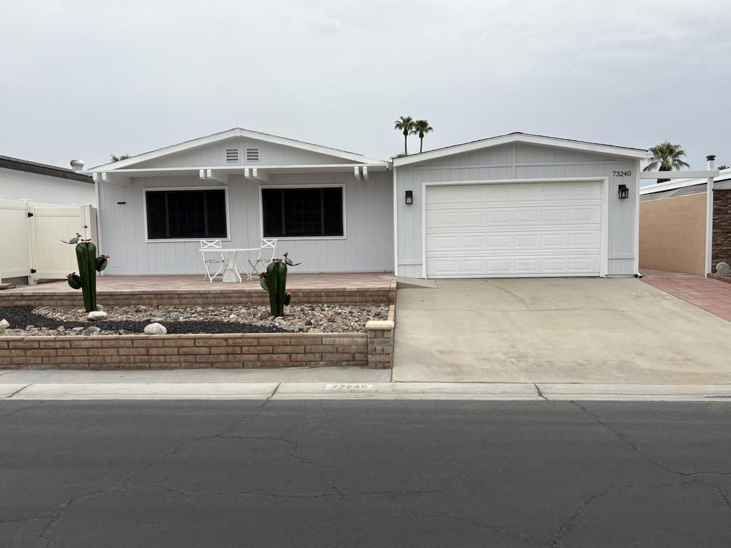 This home has been beautifully remodeled. Dual pane windows large living space. This is a rare split floorplan with two rooms separate from the premier suite. In addition, there is an additional living space with a storage / closet and a craft room/man cave. The garage has additional storage space for any extra items. This is a must see to appreciate the home. Palm Desert Greens is a 55+ community with low HOA dues that includes Golf, WI-FI, Spectrum TV, and Trash pick up. Multiple clubs are available to join. In addition, a restaurant and pro shop are on site. Come see our wonderful community today.