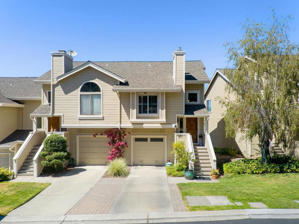 Perched at the top of Scottsborough, this beautifully upgraded 2BR/2BA end-unit townhome offers sweeping valley and mountain views, serene privacy, and a coveted Scotts Valley location. The living room features high ceilings and a cozy gas fireplace, while the contemporary kitchen boasts granite counters, stainless steel appliances, and a new disposal. Notable upgrades include a new garage door and opener, water heater, vinyl flooring, Anderson windows with shutters, a Culligan water softener, and fresh paint in the upstairs en suite. Each bedroom enjoys its own private deck to take in the scenery, and the downstairs bathroom has been completely remodeled to feature a large soaking tub. With a two-story floor plan, balconies on both levels, and a prime location at the end of the community with minimal traffic, this home blends comfort and convenience. Just steps from the community pool and extra guest parking, you're minutes from parks, trails, boutique shopping, dining, and top-rated Scotts Valley schools. Easy access to Hwy 17 means you're only a short drive to Santa Cruz beaches and Silicon Valley.