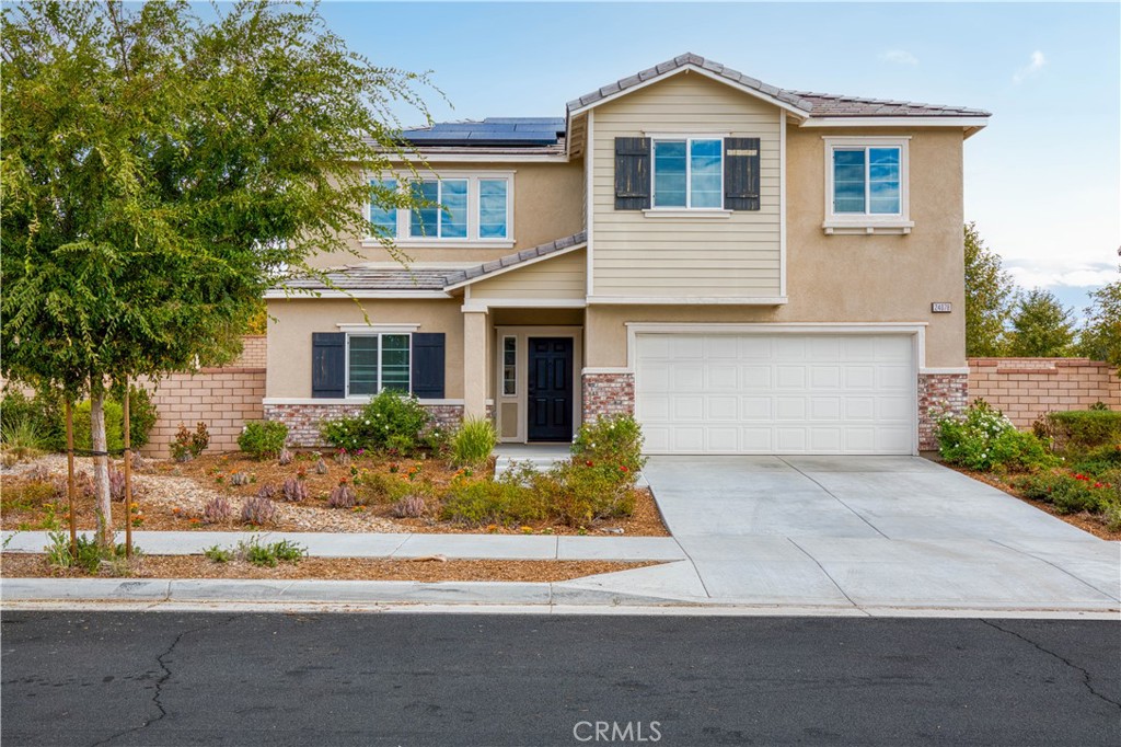 Experience luxury living at 24078 Kerrigan Dr, a beautifully designed, nearly-new home situated within Menifee's esteemed Audie Murphy Ranch community, complete with a FULLY PAID-OFF SOLAR SYSTEM. Built in 2022, this modern residence features 5 spacious bedrooms, 3 baths, and approximately 2,537 sqft of elegant living space and 7,122 Sqft lot size. A ground-floor suite and master suite offers convenience and privacy, while upstairs a bonus room and three additional bedrooms provide flexibility for guests, home office or family needs.
The heart of the home is the bright, open kitchen with a large island and breakfast bar, premium shaker-style cabinets, granite countertops, built-in oven and gas cooktop. Designer touches throughout — from faux wood beams and recessed lighting to custom paint — add polish and sophistication. Smart-home technology and energy-efficient upgrades round out the home’s standout features.
Step outside to your covered California-room patio, perfect for entertaining or relaxing in Southern California weather, and enjoy the rich amenities of Audie Murphy Ranch — pool, spa, playgrounds, trails, sports fields and more. With a central location in Menifee, this home offers lifestyle, space and value in one exceptional package!