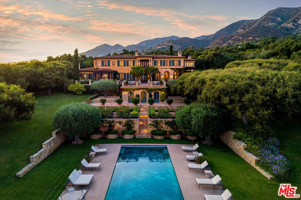 This exquisite Italian villa is no holiday romance... Prima Luce is a timeless love story. It will intrigue the moment you pull through the gates into the spacious walled motor court, and as you enter this elegant home, the intimacy and emotion will tug at your heart. You can easily imagine strolling the cloisters with your morning coffee, relaxing poolside with family and friends, or curled up with a book by the fireplace in the rich, wood-paneled library. Resting atop a knoll and commanding over two acres of lush and secluded grounds complete with a beautifully appointed guest house, sparkling pool, and cabana, this exclusive Montecito estate will leave nothing wanting. Framed by breathtaking ocean and mountain vistas, Prime Luce - meaning 'first light' - offers spectacular views at any time of day, but wander from the master suite to the balcony at dawn and you will know this house is the one.