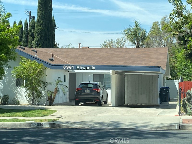 Great Northridge location 3 + 2 house with about 1500 sqft and 6909 sqft lot. Solar panels paid for.
Open floor plan with High Ceilings & Crown Molding in Living Room.
5 burner gas cooktop, Double Oven, Dishwasher, microwave, Washer and Dryer.
Laminate Flooring through out. Nice Backyard & 2 Covered Car Carport, bonus storage room in the back.
NO garage, converted to a legal Studio ADU approximately 400 sqft- separate address 8959 Etiwanda. Fully Equipped with Stainless Steel Refrigerator, Range, Dishwasher, Stackable Washer and Dryer. Mini Split AC/Heating unit with Remote Control.
Convenient location by CSUN, near Transportation, Shopping and Restaurants.
Restricted Street parking, Require Permits. Appointment Required (24 hrs notice)