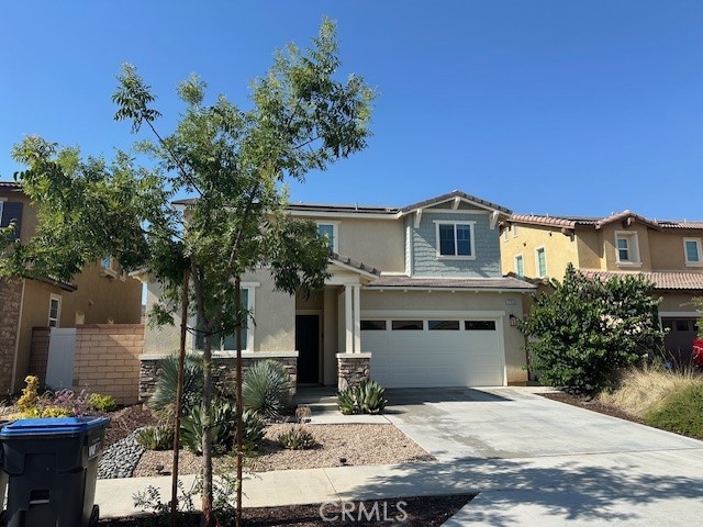 In Camden Place at Menifee Town Center, this spacious home offers a beautiful lifestyle with walkable amenities and quick access to I-215. The community boasts well-maintained trails, dog parks, a swimming pool, playground, and outdoor gathering spaces. Just a 0.6-mile walk from Menifee Countryside Market Place and Newport Plaza, this home is conveniently close to popular restaurants and shops. Inside, the house features an open floor plan with stunning espresso flooring, ample natural light, and a spacious living area perfect for relaxation or entertaining. The kitchen seamlessly connects with sleek countertops, creating an inviting space for meal preparation while enjoying the company of loved ones. The master suite is generously sized, complete with its own bath, shower, sinks, and closet. Upstairs, a loft offers additional living space. The backyard showcases low-maintenance pet friendly turf, a gazebo with a built-in projector screen, and electrical connections—ideal for hosting outdoor parties, watching games, or enjoying movie nights under the night sky.