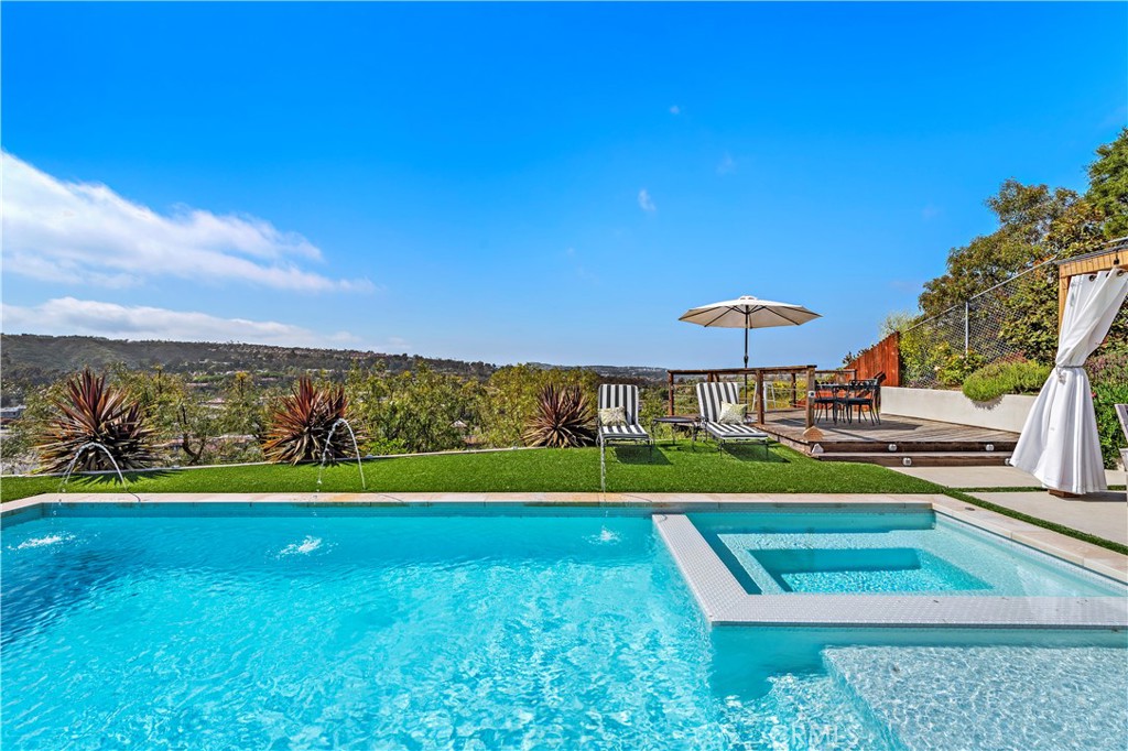 NOW AVAILABLE STARTING SEPTEMBER 2025. Short Term Rental up to 6 months. Fully furnished, sunset view, pool. Amazing indoor, outdoor living. Private pool, 3 fire pits, 2 viewing decks and amazing views! All within 3 miles from the famous Dana Point/Monarch Beach. From this property you can easily access the canyon bike trail to beautiful Salt Creek Beach and Ritz Hotel. 3 bedrooms 2 full bathrooms are in main house. The 4th bedroom and 3rd full bathroom is separate from main house. This room is great for the guest that wants extra privacy or use as pool house. Enjoy the free Dana Point summer concerts, restaurants, beaches and so much more close by. Lock it down for your enjoyment! Available 30 days or more. Call for availability. Price for July and August is $15,000 month. Some furnishings have changed since pictures were taken.