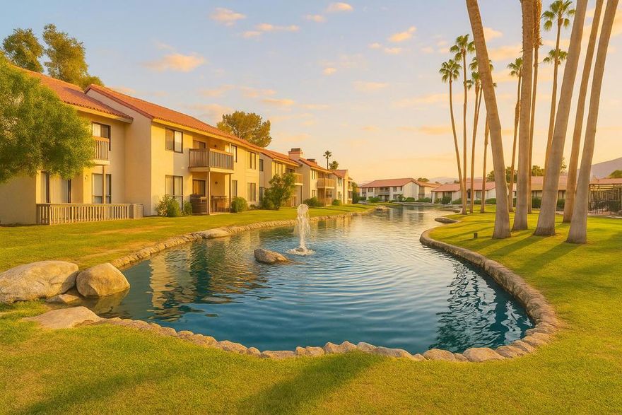 Escape to Palm Lake -- a peaceful, guard-gated community where every day feels like vacation! This beautifully maintained ground-floor 2 BD / 2 BA condo offers the perfect blend of comfort, privacy, and convenience. Step inside to a bright, open-concept living space that flows seamlessly to your private enclosed patio, ideal for morning coffee, dining al fresco, or relaxing after a day in the sun.The kitchen features ample counter space, updated appliances, and generous cabinetry, perfectly suited for easy living and entertaining. Both bedrooms feature new plush carpeting, and the primary suite offers a spacious walk-in closet and an updated bath. The interior has been freshly painted, giving it a clean and inviting feel, and in-unit laundry hookups add to the home's functionality.Enjoy a true resort-style lifestyle with two sparkling pools and a soothing spa, tennis courts, sand volleyball, and a fitness center and clubhouse for social gatherings or workouts. Beautifully maintained landscaping enhances the tranquil atmosphere throughout the community.With one of the lowest HOA fees in the desert at just $400/month, covering exterior maintenance, roof, landscaping, and all amenities, Palm Lake offers exceptional value for full-time residents, seasonal homeowners, or investors seeking a desirable rental opportunity.Ideally located near El Paseo's world-class shopping and dining, golf courses, and major conveniences, this is desert living at its best. Don't miss the chance to own your own slice of paradise in Palm Desert -- call today for your private showing!