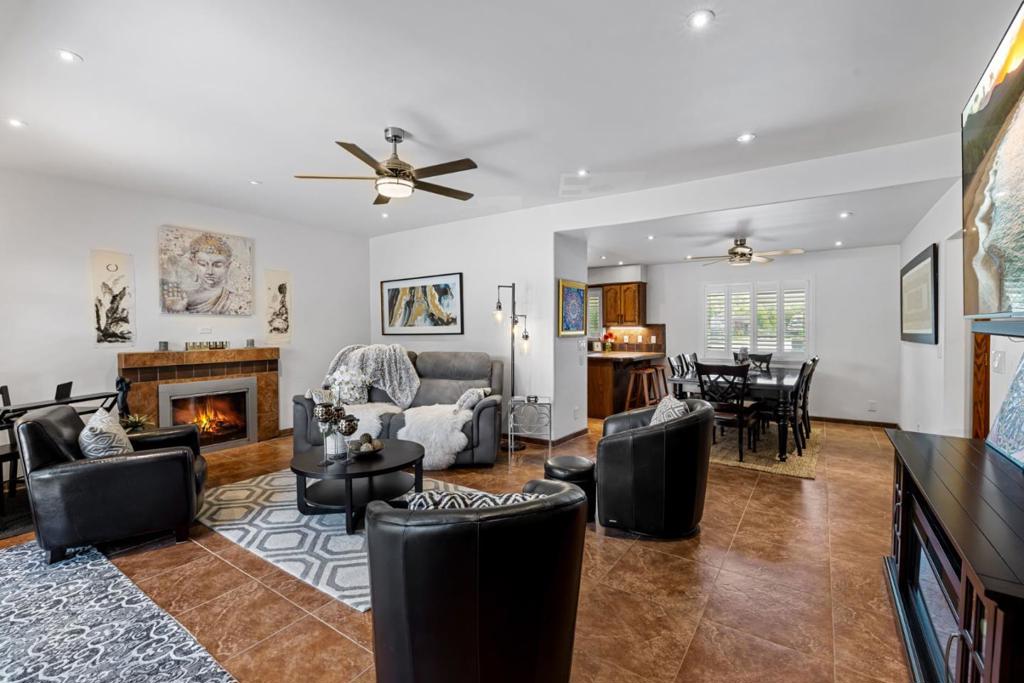 This 3 bedroom / 2 bath townhouse is offered unfurnished or partially furnished and can sleep up to 6 guests. Sitting on the 1st hole of a residents-only par 3 golf course (Golf is complimentary and no tee time is required) the townhouse has a view of the nearby hills and is close to the clubhouse for access to amenities such as a hot tub, seasonal pool, work out room, pool table, ping pong, tennis, pickle ball, basketball and more! There is plenty of guest parking and even occasional community gatherings and celebrations. Tile floors throughout. Wood burning fireplace. Large screen TV. Bedroom #1 - Large custom closet, en-suite bathroom with shower Bedrooms #2 and #3 share the hall bath with a shower-over-tub combination. Please note that these bedrooms are currently unfurnished and do not have beds, but the Homeowner is willing to furnish with new beds depending upon the needs of the tenant. Well-behaved dogs are welcome with pre-approval, an additional pet deposit and a signed pet addendum. Long term rental of 12+ months desired, $5,300 per month / $5,300 deposit. Water, garbage, sewer and HOA dues are included in the rent; Tenants are responsible for other utilities. Quarterly housekeeping is also included in the rent. Landscape maintenance is performed by the HOA.