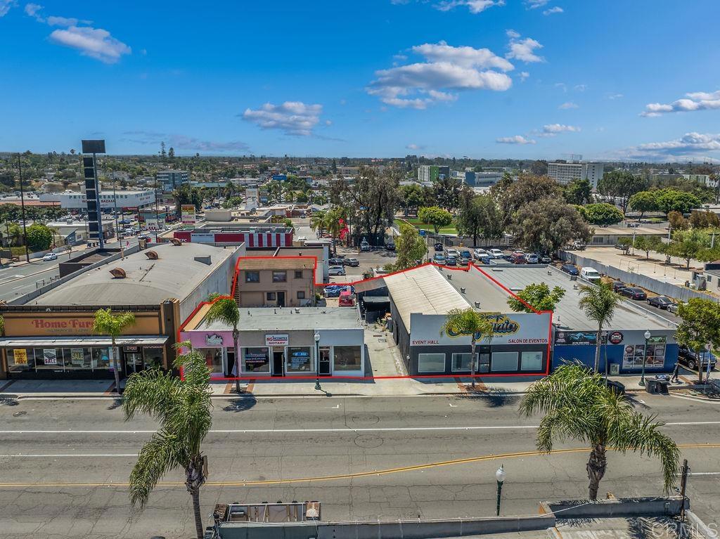 Venture Pacific Commercial Services presents a rare 7-unit mixed-use opportunity featuring 3 buildings with 6,218 square feet, with four street-level retail suites and three residential units. Positioned on East 8th Street and Highland Ave both major thoroughfares in National City this property is surrounded by numerous national retailers, including Walmart Supercenter which enhances visibility and drive by traffic. Benefiting from the city’s active redevelopment initiatives, the site’s zoning supports a blend of commercial and residential uses aimed at fostering a pedestrian-friendly, community-oriented environment. This location offers strong potential to create a vibrant mix of retail, office, and housing options within a growing and well-trafficked corridor. This would be an ideal investment for an owner user or investor alike.