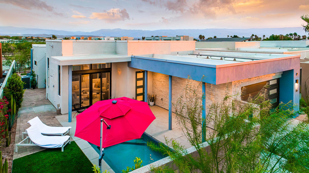 Discover modern luxury and sustainable living in this beautifully designed 3-bedroom, 4-bathroom home, set on a premium lot in the sought-after Miralon community of Palm Springs. Built in 2022, this 1,894 sq. ft. residence features designer upgrades, stunning mountain and lagoon views, and a private pool--all crafted for comfort and style.Offered fully furnished and move-in ready, this home is just 10 minutes from Downtown Palm Springs, providing easy access to top dining, shopping, and entertainment. With solar power and an EV charging station, it offers both efficiency and modern convenience.As part of the exclusive Miralon community, you'll have access to unparalleled amenities that make this feel like a true resort experience. Start your day with yoga or a workout at the state-of-the-art gym, cool off in one of two expansive infinity pools overlooking the majestic mountains, or relax in your own private pool with a stunning lake view. Savor a drink at the on-site bar and lounge, wander through lush olive orchards, or pick fresh herbs from the community garden and cook like a chef in the state-of-the-art community kitchen. Enjoy scenic walking trails that wind around the tranquil lakes, perfect for morning strolls or sunset walks. This pet-friendly oasis also features two dog parks, giving your furry friends space to run and play. Now available--don't miss this exceptional opportunity!
