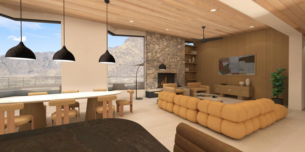 Price for Completed home in December 2025. Welcome to 1133 W Dolores Ct -- a truly exceptional, once-in-a-lifetime property, that you have to see to believe, located in one of Palm Springs' most desirable and serene neighborhoods. Originally designed by renowned mid-century modern architect Charles Du Bois and masterfully reimagined by acclaimed designer Chris Pardo, this newly renovated 5-bedroom, 6-bathroom estate offers the perfect blend of architectural pedigree, modern luxury, and sweeping panoramic views of the surrounding desert and mountains.Set on a quiet cul-de-sac of 2 homes, and near the entrance to the ''hole in the fence'' hiking trail this home offers complete privacy and an unmatched connection to the breathtaking natural beauty of Palm Springs. Floor-to-ceiling walls of glass and expansive picture windows frame jaw-dropping vistas of the San Jacinto mountains, allowing natural light to pour into the open-concept living space.Inside, the home has been thoughtfully redesigned with high-end finishes and an emphasis on seamless indoor-outdoor living. The main residence features four spacious bedrooms, including a luxurious primary suite with spa-style bath and direct access to the backyard. The 1 bed/1 bath casita with full living room, deck an kitchen serves as a perfect fifth bedroom, guest quarters, or flexible-use space such as a home office, gym, or studio.The chef's kitchen boasts custom cabinetry, Sub Zero and Viking appliances, and a generous island that flows into a dining area and dramatic living room with vaulted ceilings and signature mid-century lines.The resort-style backyard designed by Foxterra is a private oasis, designed for both relaxation and entertaining. Enjoy a large custom pool and spa, multiple lounging and dining areas, and ample space for gatherings--all set against the backdrop of the open desert and mountains beyond. The oversized lot and unobstructed rear views ensure total tranquility and spectacular sunset experiences.This is more than a home--it's an architectural experience. Whether you're seeking a full-time residence, a seasonal retreat, or an investment in one of Southern California's most iconic destinations, 1133 W Dolores Ct is a rare opportunity to own a piece of Palm Springs history, brought to life for modern living. Property will be delivered complete with furnishings. Inquire now in order to have a say on final finishes. Scheduled Delivery: December 2025