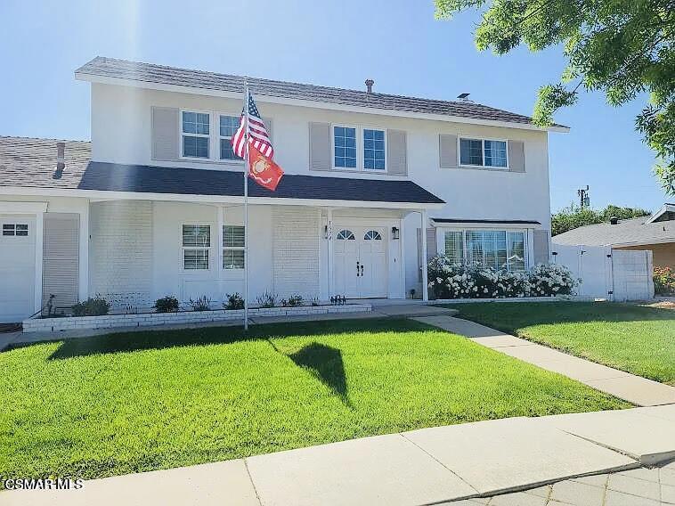 Don't miss this beautifully maintained 5-bedroom, 3-bath pool home located in one of Thousand Oaks' most sought-after neighborhoods. A double-door entry opens to a light-filled interior featuring fresh paint, smooth ceilings, and an inviting, spacious layout. The updated eat-in kitchen boasts quartz countertops, white cabinetry, and picturesque views of the backyard and pool area.Enjoy California living at its best with a sparkling 6-foot-deep lap pool, an elegant cabana, and a generous grassy yard--perfect for relaxing or entertaining. The living room with fireplace flows seamlessly into the formal dining area, complemented by French doors that lead to the backyard. The first floor includes laminate flooring, Plantation shutters, a bedroom ideal for guests or a home office, and a 3/4 bath.Upstairs you'll find four additional bedrooms and two full baths, including a spacious primary suite with an ensuite bath and walk-in closet. Additional features include an attached 2-car. Tucked away in a quiet, established neighborhood just minutes from top-rated schools, Cal Lutheran University, The Oaks Mall, Los Robles Medical Center, parks, and dining.This is the home you've been waiting for--move-in ready and absolutely charming.