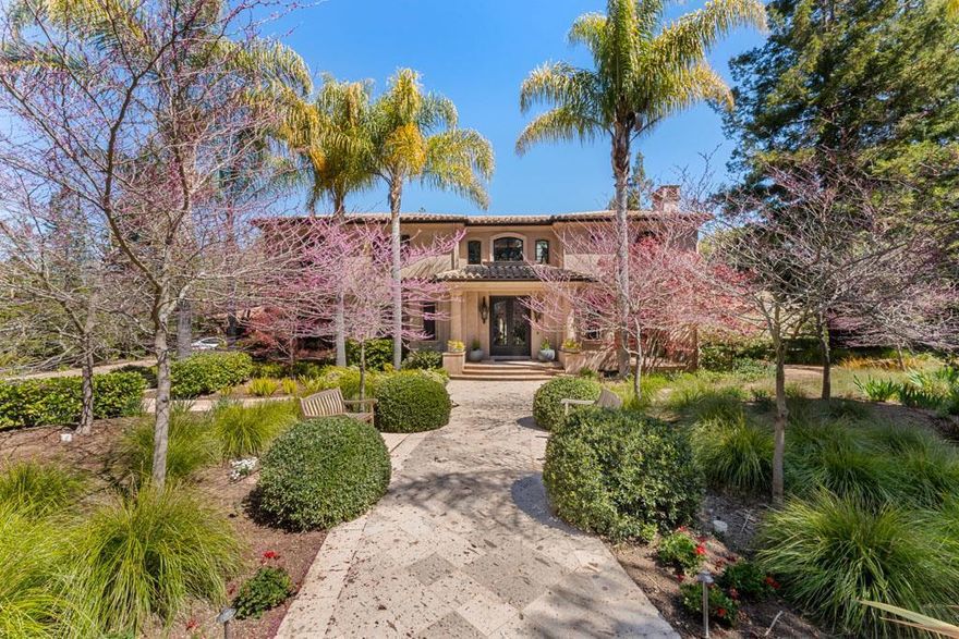 A rare find two arcs side-by side with two parcels. Total living space is 8,215 SF which including guest house and pool house. This stunning Santa Barbara estate is on a most beautiful street in central Atherton and is surrounded by a scenic park-like atmosphere, including meandering pathways that lead to hidden gardens. Remodeled main house has 4 beds, 4 and 2 half baths, office, dining room, and a separate family room. Gourmet kitchen with large island, pantry and top of the line appliances and breakfast nook.  1 bedroom, 1 bathroom guest house include full kitchen plus a large wine refrigerator.  Spacious 1-bed guest/pool house with full kitchen and expansive living room. Large1,070 SF dining pavilion, pool, jacuzzi, outdoor shower and BBQ.  Beautiful and enormous garden with fountains, fire pit, green house, vegetable garden. 3-car garage. Conveniently access to top-rated West Menlo Park schools. It is a true tranquil retreat from the hustle-and-bustle of Silicon Valley.