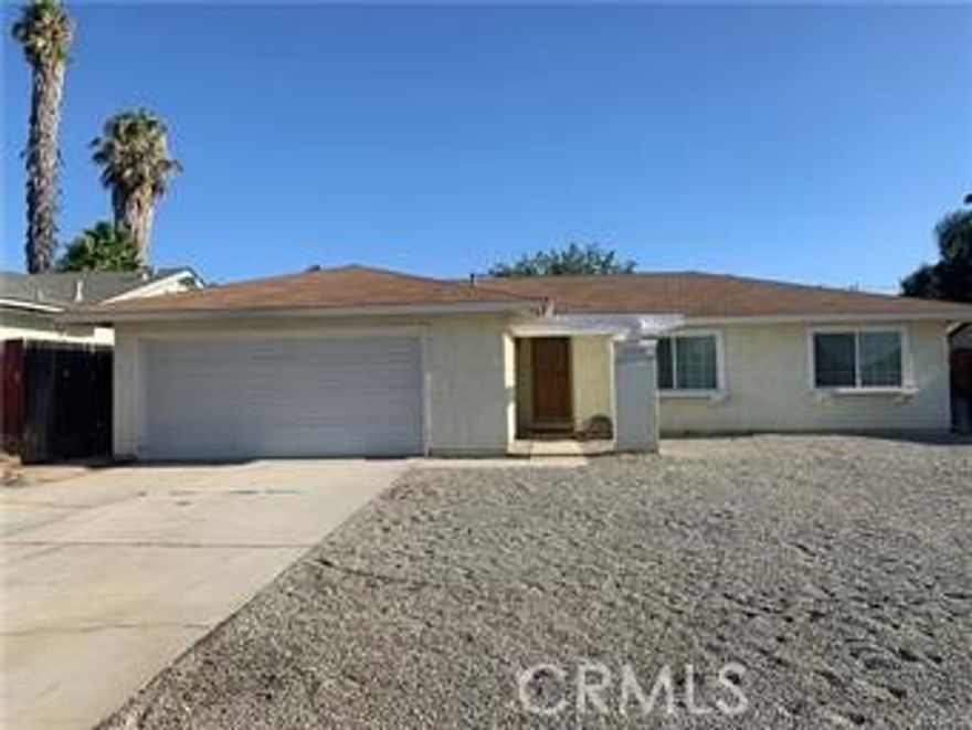 Beautiful 3 bedroom, 2 bathroom single-story home located in a quiet and desirable neighborhood in East Hemet, near Hemet High School and several beautiful golf courses and hiking areas. The entire house has been repainted, and features easy to care for laminate flooring in the living room and bedrooms, as well as tile in the bathrooms and kitchen. Additionally, the home features a new HVAC system, and a low-maintenance, no water front yard (an all-rock landscape is scheduled to be completed by the end of August). This home will be ready for move-in by September 1, but we are able to accommodate an earlier move-in date at no additional cost to the tenants (details will be provided upon signed lease). This home will not last!!