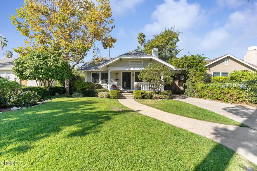 Welcome to this charming 1920s bungalow, situated two blocks from Caltech and the esteemed Huntington Gardens. Located on a tree-lined street in a historic neighborhood, this endearing home retains many of its original features, meticulously restored with an emphasis on period detail. A thoughtful 2004 remodel seamlessly integrated modern conveniences with the rich architectural character. The kitchen, boasting custom cabinetry, a breakfast nook with a custom walnut table, Viking range, Sub-Zero refrigerator, Asko dishwasher, and Shaw farm sink, was prominently featured in the Better Homes and Gardens magazine. Adjacent to the kitchen is a laundry room, equipped with a fully enclosed, undercounter washer and dryer, additional storage, and a Shaw farm sink. The spacious master bedroom suite, complete with a cedar-lined walk-in closet, offers direct access to the rear garden. The two additional bedrooms also feature walk-in closets and numerous windows, providing light-filled views of a picturesque fern garden. A second bathroom is conveniently located off the hallway. Other upgrades include a NEST thermostat, ADT security system with 3 cameras, and a wirelessly run Rechio sprinkler system that can be completely run from your phone. Don't miss the charm of this attractive home located in close proximity to Lake Avenue shops and restaurants, Caltech, Polytechnic School, and the Huntington Gardens.