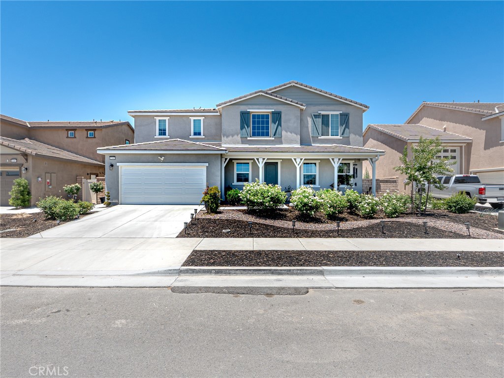 $25K SELLER CREDIT TOWARDS BUYER'S CLOSING COSTS OR RATE BUY DOWN! OPEN HOUSE SATURDAY & SUNDAY 12-3PM | PAID OFF SOLAR | LARGE BACKYARD | NO FRONT NEIGHBORS
| 5 BED + LARGE DEN + LOFT
Welcome to 32085 Deardoff St. As you drive up to the home you will notice the ample parking in front of the home and no front neighbors which gives you tons of privacy and parking for guests. The front of the home has a large covered patio perfect for enjoying the evenings. You'll notice you are also walking distance from the large city park, multiple smaller community parks and the new Liberty High School. As you enter the home you'll be greeted with high ceilings, tons of natural lighting, a foyer with a coat closet and to your right a large dining room perfect for entertaining. You'll also notice TONS OF UPGRADES THROUGHOUT the home such as PAID OFF SOLAR, 8 FOOT DOORS AND HIGH CEILINGS ON THE FIRST FLOOR AND SECOND FLOOR, BUILT IN SPEAKERS IN THE LVIING ROOM AND BEDROOMS, LVP FLOORING, BUILT IN APPLIANCES, Prewired rooms for fans/light fixtures and more.. The living room is spacious and offers built in speakers for your enjoyment. There is also a large storage closet perfect for toys, storage, or pets in the living room. The kitchen overlooks the breakfast nook and living room and offers tons of storage space with tall cabinets and Ethereal Glow Quartz Countertop. The walk in pantry is spacious and offers tons of shelf space. As you work your way past the living room you'll find the garage door, the mudroom with another storage closet, and the 1ST FLOOR SPACIOUS BEDROOM AND FULL FIRST FLOOR BATHROOM. The first floor bathroom is spacious, with cabinet storage and a walk in shower. The 1ST floor bedroom is large and has a spacious closet and a large window for natural light. As you work your way upstairs you'll be greeted by the large LOFT, 9 FOOT CEILINGS AND 8 FOOT DOORS throughout the second floor. The laundry room is upstairs and also is pre-plumbed for a sink. There are a total of 4 bedrooms upstairs plus the loft and laundry room. The primary bedroom is spacious and has built in speakers, a large bathroom with a tub and a large walk in closet. This home also has a large finished backyard featuring diamond cut concrete, rose trees, drains, and turf. This space is perfect for entertaining and hosting large gatherings and also offers larger than normal side yards for this community. If you are looking for a fully turnkey home that is spacious and upgraded this is it!