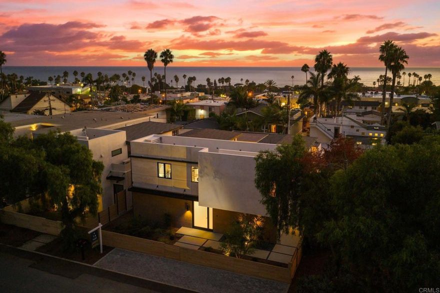 Stunning new construction in Cardiff’s iconic Walking District! 2052 Montgomery Ave blends sophisticated coastal style with spacious modern living and panoramic ocean views. This thoughtfully designed 4 bedroom, 3 bathroom, 2553 SF home showcases refined architectural details and top-tier craftsmanship throughout. Glass doors open to a spacious view deck, while a private rooftop deck elevates the experience with even more spectacular coastal panoramas. At the heart of the home is a chef’s kitchen that blends style and function with striking natural stone countertops, custom wood cabinetry, built-in panel appliances, and a massive island with bar seating. The wide-open layout flows seamlessly into the dining area and living room, creating a light-filled, contemporary space with clean lines, warm finishes, and plenty of room to entertain. A beautifully appointed 2 bedroom, 1 bath detached, 1091 SF ADU adds flexibility—ideal for extended family, guests, rental income, or a private work-from-home space. The ADU also features its own expansive outdoor rooftop deck, creating an elevated sense of independence and comfort. With a finished 2-car garage, drought-tolerant landscaping, and exceptional attention to detail throughout, every inch of this property reflects quality craftsmanship and thoughtful design. Located just blocks from Cardiff’s charming town center, you’re minutes from Seaside Market, gourmet dining, boutique shopping, and some of North County’s best beaches and surf breaks. Whether you're grabbing morning coffee, biking the coast, or watching the sun dip into the Pacific, this home places you at the center of it all. A rare opportunity to own a brand-new, ocean-view property in one of San Diego’s most sought-after coastal communities.