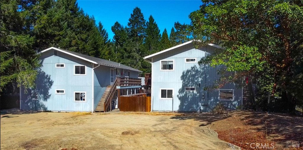 Great investment opportunity in Brooktrails! This multi-unit property features two maintained, two-story buildings with a total of six 2-bedroom, 1-bathroom apartments. Each unit includes 2 Bedrooms, 1 Full Bath and a full kitchen, with designated paved parking for each unit. Upstairs units enjoy private balconies, while lower units offer fenced yards providing outdoor space for all residents. The property sits on approximately 0.3774 acres and is located less than 10 minutes from downtown Willits. Residents enjoy proximity to the Brooktrails Par Course hiking trails, Lake Emily, and the Brooktrails Golf Course, offering both golf and disc golf options. All complete units are currently occupied, providing steady rental income and long-term potential. Whether you're looking to expand your portfolio or begin investing in multifamily properties, this six-unit complex presents a great income making opportunity!