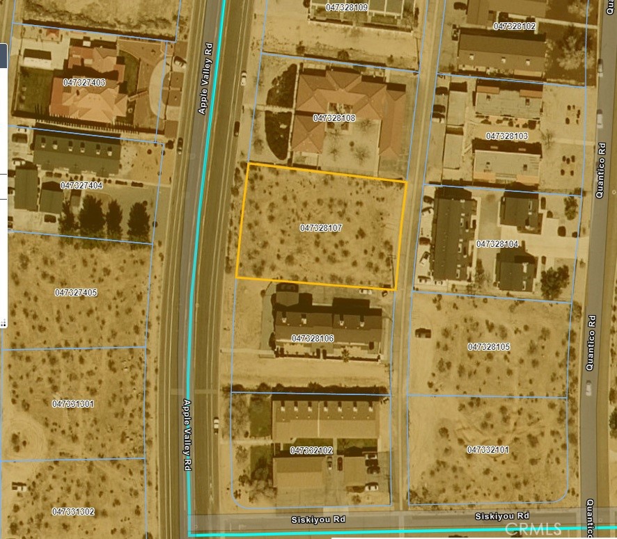This ±29,325 square foot parcel sits in Desert Knolls-Manor area, on Apple Valley Road and offers an exceptional opportunity for residential multifamily development in one of the High Desert’s most actively growing markets. Zoned R-M (Residential Multi-Family), the property allows for up to ten units, subject to city approval. Included in the sale is a completed topographic survey and conceptual renderings for a four-unit layout consisting of two duplex structures, providing insight into pre-development timelines and soft costs for the future buyer.
Unlike many parcels on the market, this site has a flat lot, buildable, and enjoys paved access with utilities at or near the property line, ideal for builders looking to bring inventory to market quickly or investors interested in land-banking with upside. The property is free of HOA or Mello-Roos obligations.
Located in a highly strategic corridor, the site is minutes from the Jess Ranch Marketplace, St. Mary Medical Center, and Apple Valley’s civic center and high school. It is also positioned near major infrastructure projects and job drivers that will continue to add value over time. The planned Brightline West High-Speed Rail station in nearby Victor Valley will provide direct access to Rancho Cucamonga and Las Vegas, connecting Apple Valley to major economic zones. Additionally, the parcel lies approximately seven miles from Apple Valley Airport (APV), a regional general aviation hub, and within a 20-minute drive of the Southern California Logistics Airport (SCLA), a 24/7 global logistics platform serving major commercial tenants such as Amazon, Boeing, and GE Aviation.
This parcel supports a stronger valuation and offers a unique opportunity for a buyer seeking entitlement, location, and scale—whether for immediate development, 1031 exchange, or long-term hold. Buyer to verify all zoning, density, and utility details with the Town of Apple Valley.