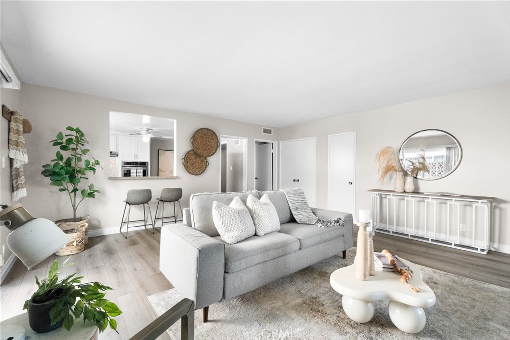 Gorgeous ground level end unit nestled on a quiet Cul-De-Sac. This one level 1100 sq. ft. property has a bright and open floor plan with a large living room and an updated kitchen with newer cabinetry. The large primary could easily be the size of two. The bathroom has a newer shower and sink. The patio adds approx. 250 sq. ft. of outdoor living space. The inside laundry room is great and makes it vey convenient. This unit features a recently remodeled kitchen, with stone countertops, breakfast bar and stainless steel appliances. The open concept living room and dining room lead out to the extra-large patio. New dual-pane energy efficient windows and a new sliding glass door. This home offers lots and lots of storage space. HOA Amenities include Pool, Spa, Tennis Courts, and Fitness Room that have breathtaking views. Hillcrest Park and Lion’s Field are walking distance to enjoy hiking trails, picnics, family gatherings and nature walks. You are minutes away from Shopping, Dining & Entertainment. HOA covers water and trash. This complex also includes a water, trash, swimming pool, and gym for convenience for all who live here. Don't miss out on this one!